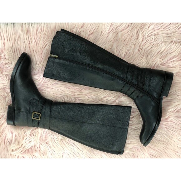 Sam Edelman Marlon High Knee Riding Boots Black Leather - Picture 2 of 5
